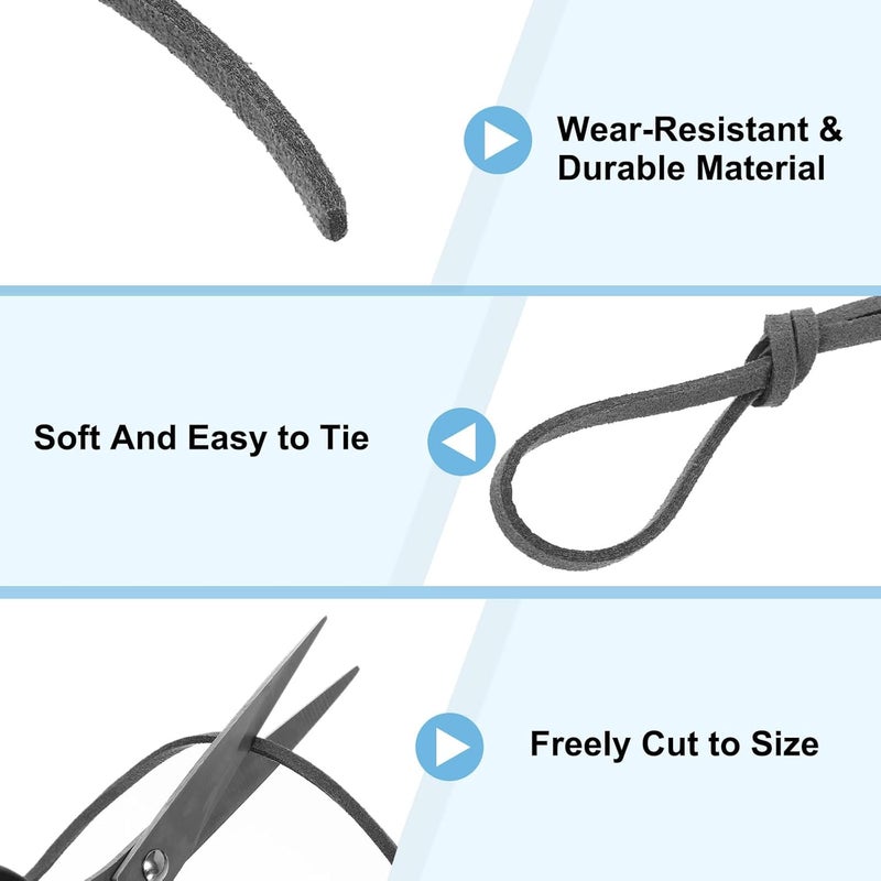 uxcell 3Pcs Faux Suede Leather String, 4.4 Yards 3mm Flat Suede Cord Thin Leather Lace for Jewelry Making Dream Catchers DIY Crafts, Dark Gray - Image 3